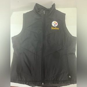 Pittsburg Steelers Puffer Vest Women’s Sz Large Black Embroidered Logo